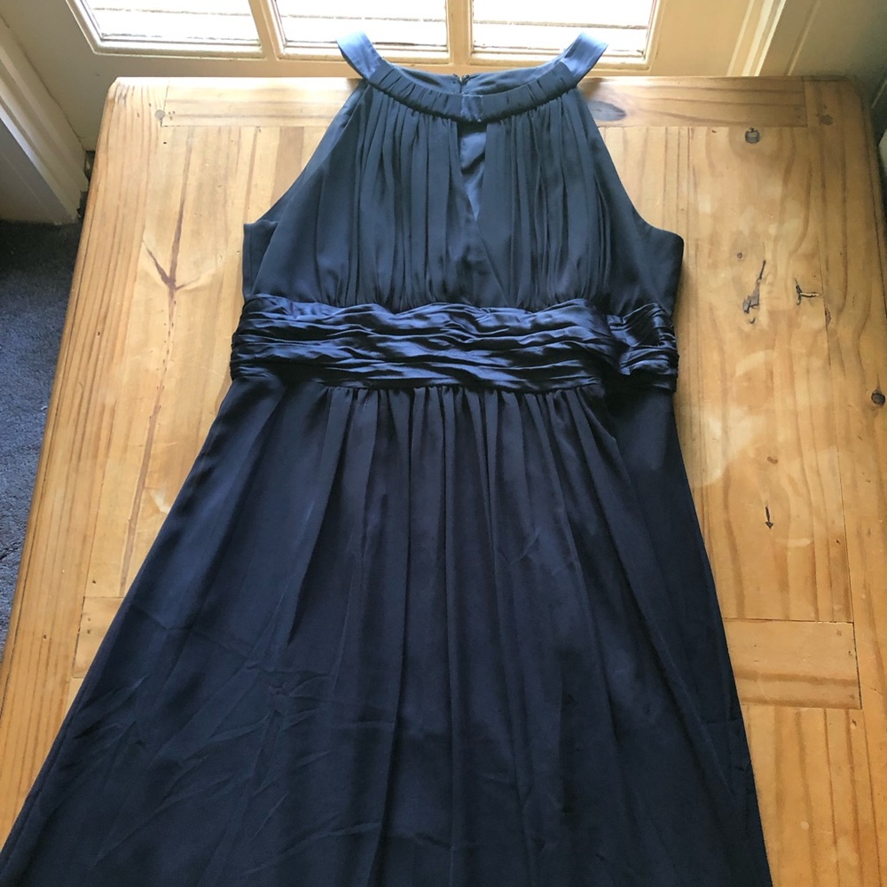 Midnight Blue Floor Length Gala Halter Dress